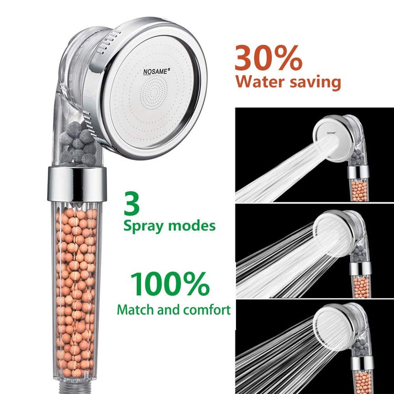 Nosame Shower Head, Filter Filtration High Pressure Water Saving 3 Mode Function Spray Handheld Showerheads 1.6 GPM for Hair & Skin - Image 2